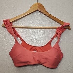 Aerie Ruffled Coral Swim Top